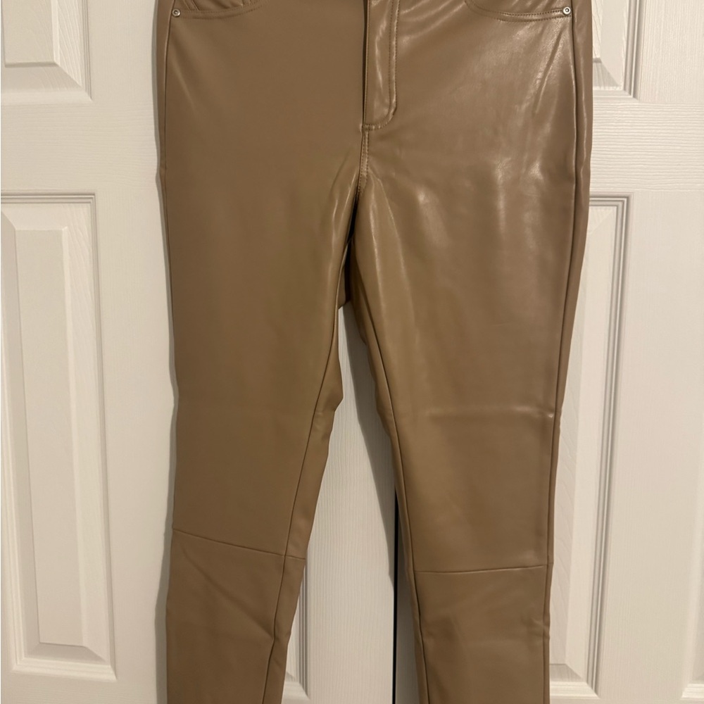 Bagatelle Stylish Tan Women Leather-look Pants